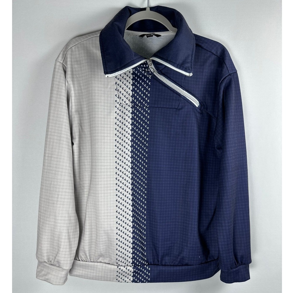 Acegolfs Women's "Not So Classic"‎ Asymmetric Zip Golf Jacket Navy Gray M Sporty